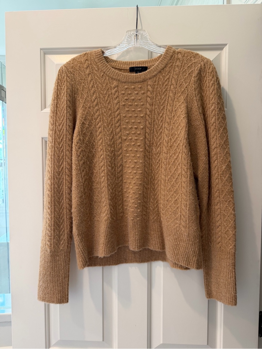 J. Crew Camel Cable Crewneck Sweater